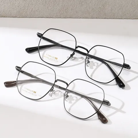 Montature per Occhiali da Ottica in Lega di Titanio Poligono Moda Coreana Donna Uomo Occhiali Leggeri Retro