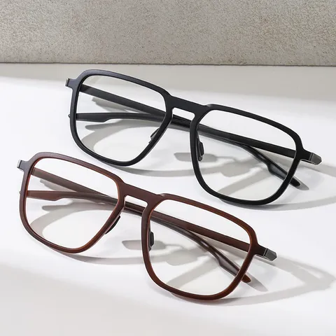 Montatura per Occhiali TR90 Leggera Trasparente Bicolore Poligono Retro Flessibile Occhiali Ottici