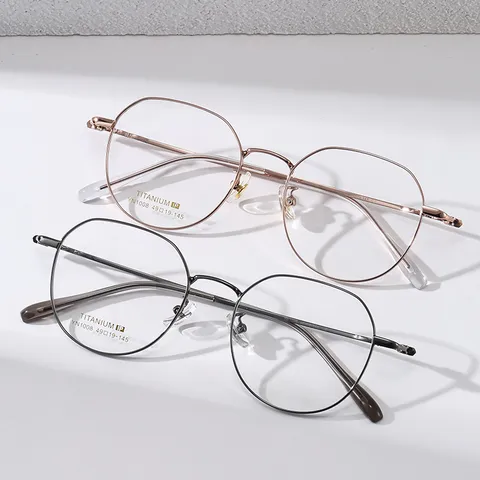 Occhiali Ottici in Titanio Stile Coreano Moda Montatura Poligono in Metallo Leggero Occhiali Trasparenti Anti Luce Blu Per Donne Uomini