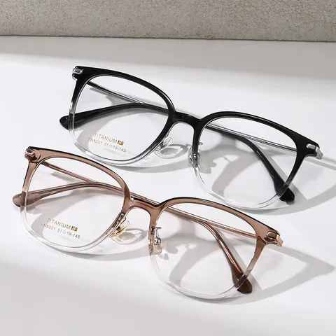 Montatura per Occhiali da Vista Tondi Retro TR90 Mezzo Titanio Donna Moda Occhiali Myopia Lente Chiara