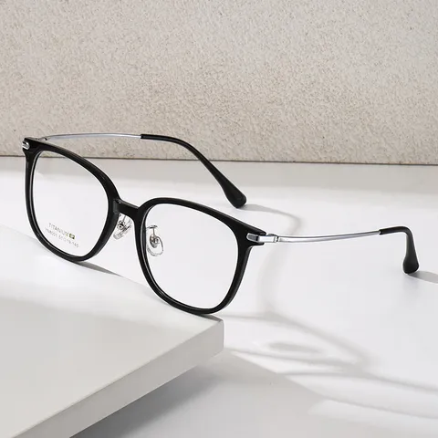 Montatura per Occhiali da Vista Tondi Retro TR90 Mezzo Titanio Donna Moda Occhiali Myopia Lente Chiara