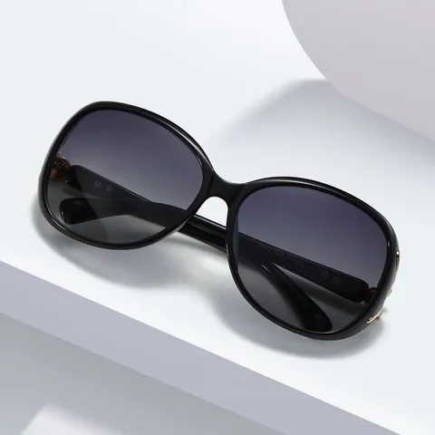 Donne Moda Occhiali da Sole Polarizzati UV400 Anti-UV Montatura Grande Lenti Sfumate Strass Testa di Volpe