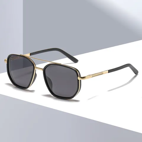 Occhiali da Sole Polarizzati da Uomo Protezione UV400 Doppio Ponte in Metallo Guida All'aperto Moda Elegante