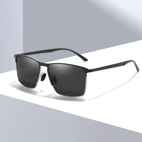 Uomini Occhiali da Sole Polarizzati Montatura Quadrata Metallo Stanghette TR90 Leggeri Protezione UV Occhiali Moda Per Guida All'Aperto
