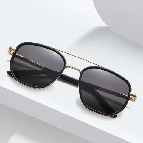 Occhiali da Sole Polarizzati da Uomo Protezione UV400 Doppio Ponte in Metallo Guida All'aperto Moda Elegante