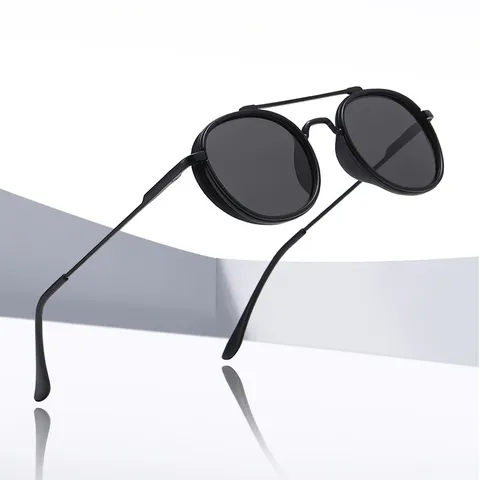 Occhiali da Sole Unisex Vintage Tondi in Metallo con Doppio Ponte UV400 Polarizzati per Ciclismo Uomo Donna Moda