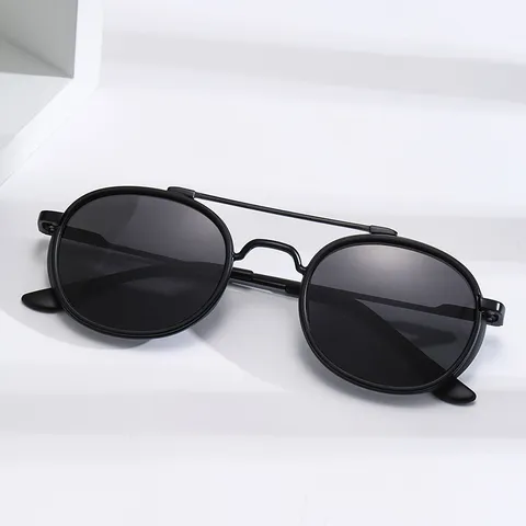 Occhiali da Sole Unisex Vintage Tondi in Metallo con Doppio Ponte UV400 Polarizzati per Ciclismo Uomo Donna Moda
