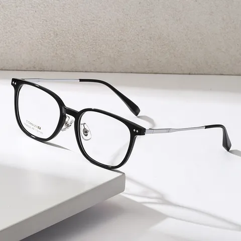 Stile Coreano Ultraleggero Semi-Titanio Montatura per Occhiali da Vista Donna Montatura Completa Anti Luce Blu Tonda