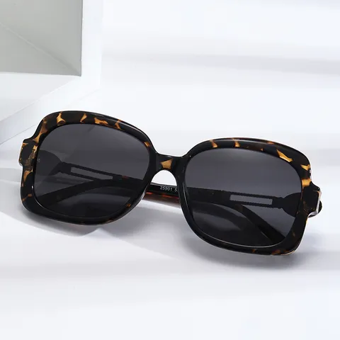 Moda Montatura Grande Occhiali da Sole Polarizzati Donna Uomo Retro Tartaruga Nero UV400 Occhiali da Sole Esterni Guida Occhiali