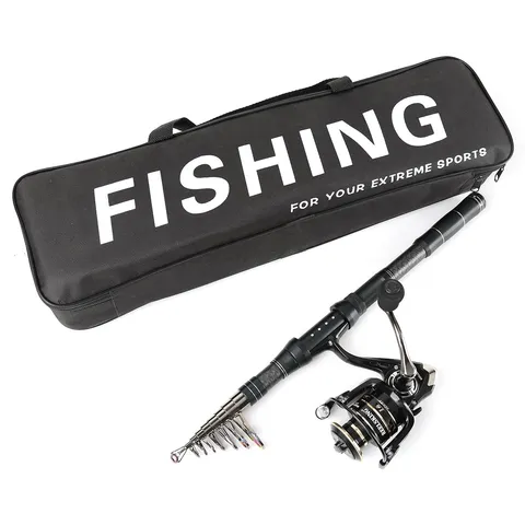 Koolstofvezel Spinhengel En Reel Combo Draagbare Reizen Telescopische Vishengel Met Draagtas Volledige Kit