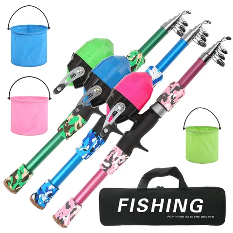 Kids Fishing Rod And Reel Combo Telescopic Fishing Pole Set With Closed Fishing Reel Portable Travel Fishing Gear Set For Children