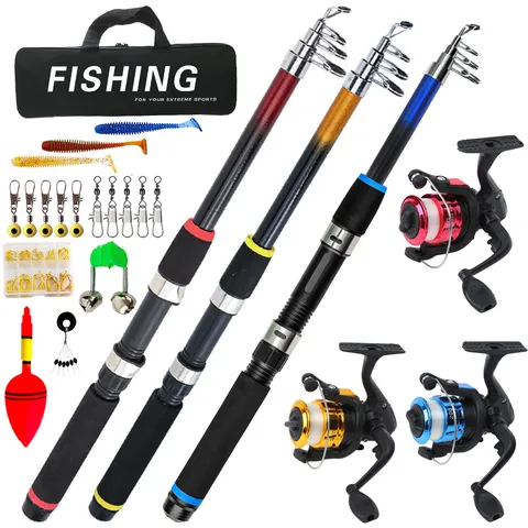 Portable Telescopic Fishing Rod And Spinning Reel Combo Set Outdoor Travel Sea Fishing Gear Equipment With Carrier Bag
