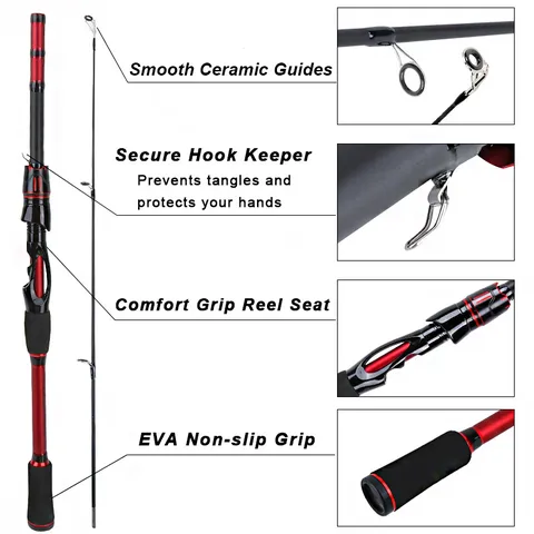 Fiberglass Lure Fishing Rod Portable Travel Spin Casting Rod Hard Action River Fishing Tackle Gear