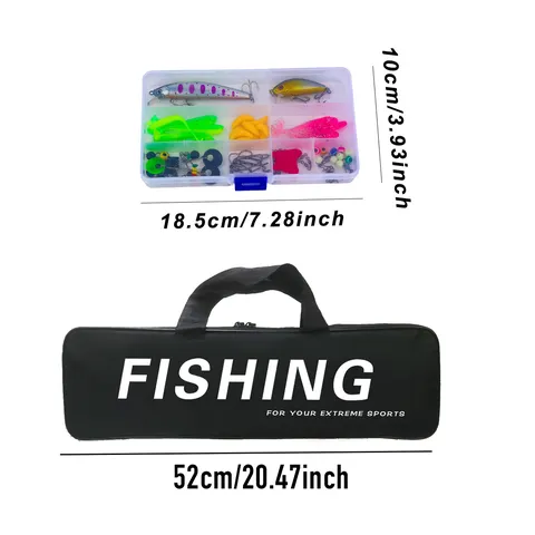 Kit Completo de Caña de Pesca de Mar y Carrete Poste Telescópico de Carbono Con Cebos Artificiales y Bolsa