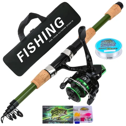 Portable Telescopic Fishing Rod Set With Spinning Reel Fishing Line And Lure Box Outdoor Travel Fishing Gear