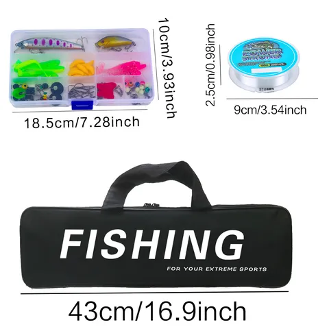 Portable Telescopic Fishing Rod Set With Spinning Reel Fishing Line And Lure Box Outdoor Travel Fishing Gear