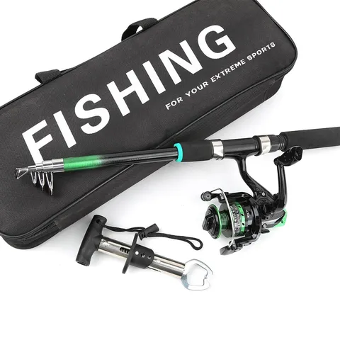 Telescopic Fishing Rod Set With Spinning Reel Fish Gripper And Tackle Bag Portable Outdoor Travel Sea Fishing Gear Kit