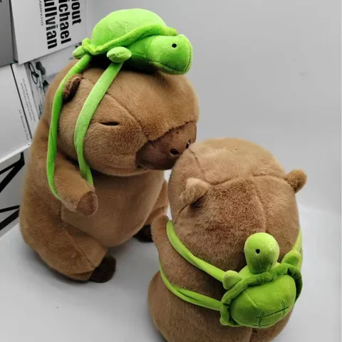 Niedliches Wasserschwein Plüschtier Kuscheltier Puppe Mit Schildkröten-Rucksack Weiches Kissen Kinder Geschenk
