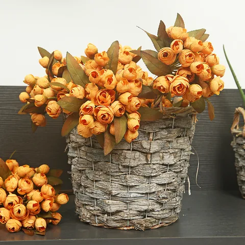 Bouquet di Fiori di Rosa da Tè Artificiale Fiore di Seta Piccolo Fresco Casa Soggiorno Arredamento Composizione Floreale Festa Matrimonio Arredamento
