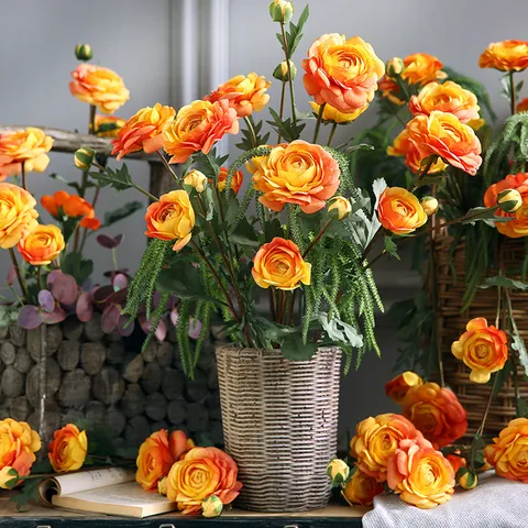 Artificial Peony Silk Flowers 3 Heads Fake Peony Bouquet For Home Living Room Dining Table Decoration Floral Arrangement