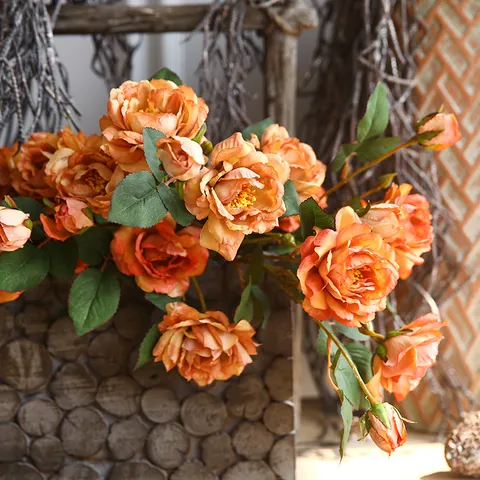 Retro Autumn Peony Artificial Flower Silk Fake Flowers Home Living Room Table Decoration Floral Arrangement