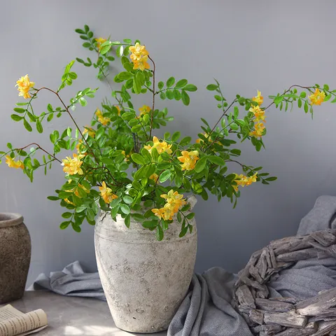 Artificial Silk Sophora Japonica Single Branch Fake Flowers For Home Decor Floral Arrangement Table Centerpiece