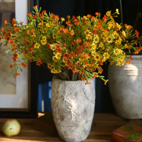 Artificial Silk Three-Forked Radish Flowers Pastoral Fresh Small Crushed Flowers Home Decor Floral Arrangement