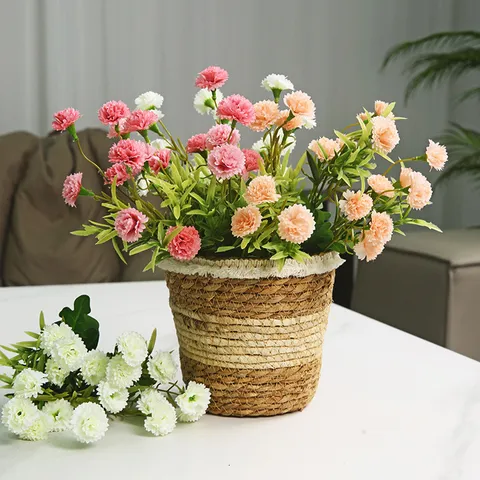 Fleurs Artificielles Œillets Soie Faux Œillets Bouquet Pour Maison Salon Table à Manger Décoration de Fête