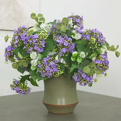 Artificial Hydrangea Snowball Flower Bouquet Silk Flowers European Style Home Table Hotel Party Wedding Decoration