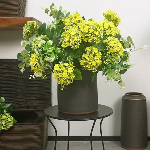 Artificial Hydrangea Snowball Flower Bouquet Silk Flowers European Style Home Table Hotel Party Wedding Decoration