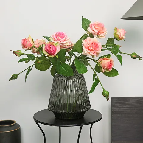 Bouquet De Fleurs De Roses Artificielles Hydratantes Toucher de Luxe Simulation Florale Pour Salon De Maison Décoration De Table À Manger