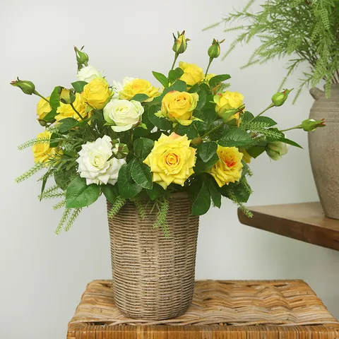 Bouquet De Fleurs De Roses Artificielles Hydratantes Toucher de Luxe Simulation Florale Pour Salon De Maison Décoration De Table À Manger