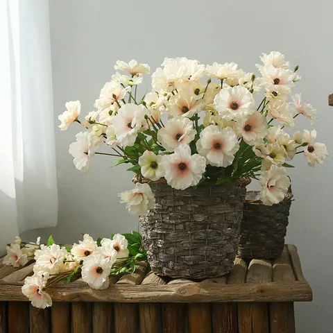 Nordic Style Artificial Ranunculus Silk Flower Branch Peony Fake Floral For Home Table Room Interior Decoration