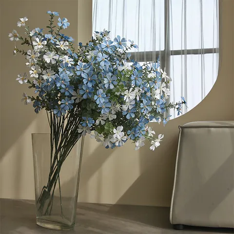 Künstliche Seidenblume Einzelner Zweig Kleine Wildblume Landhausstil Heimdekoration Fotografie Requisite