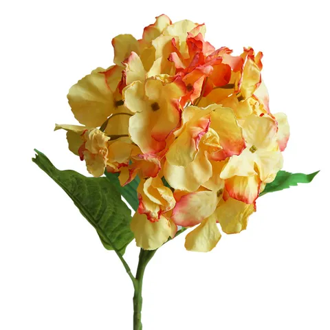 Artificial Hydrangea Single Branch Roasted Edge Fabric Flower For Wedding Home Decoration Photography Props