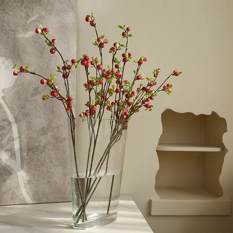 Fausse Branche de Mini Pomme Fleur en Soie Luxe Européen Maison Hôtel Restaurant Ornement Décoratif Arrangement Floral
