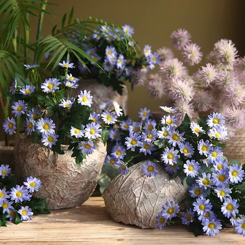 Artificial Daisy Flowers 24 Heads Silk Daisy Bouquet Pastoral Style Home Decor Photography Props Fake Flowers
