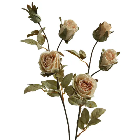 Artificial Vintage Rose Silk Flower Branch European Style Diana Rose For Home Living Room Dining Table Wedding Party Decor