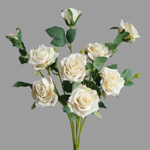 Artificial Rose Flower Bundle Burnt Edge Curled Silk Flowers For Nordic Modern Home Decor Dining Table Floral Arrangement
