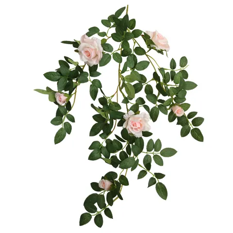 Artificial Rose Vine Silk Flower Garland Hanging Plant For Home Wall Decor Wedding Party Indoor Room Beautification