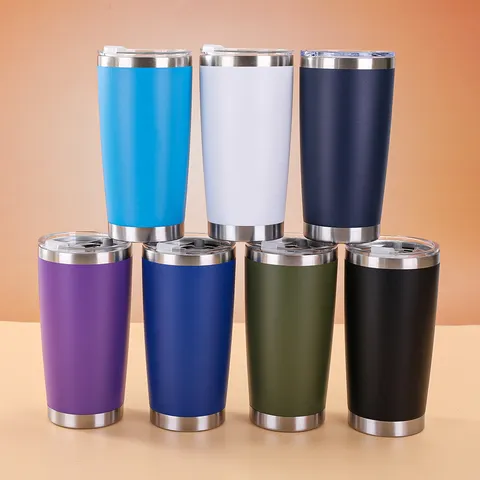 Tazza Termica Isolata a Vuoto in Acciaio Inossidabile Verniciato a Polvere Con Coperchio Ermetico Stile Americano Portatile Doppia Parete per Auto Ufficio Casa