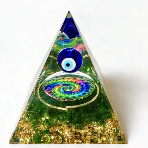 Handgefertigte Orgon Pyramide Natürlicher Kristallstein Harz Dekoration Heilung Energie Schreibtisch Ornament Mandala Heimdekor