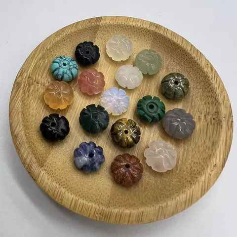 Perline Zucca in Pietra Naturale Perline Sfuse di Pietre Preziose per DIY Orecchino Braccialetto Creazione Gioielli Accessori