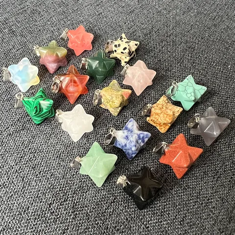 Ciondolo Stella di David Merkaba in Pietra Naturale Cristallo di Guarigione Reiki Gioiello Geometrico Collana Accessorio