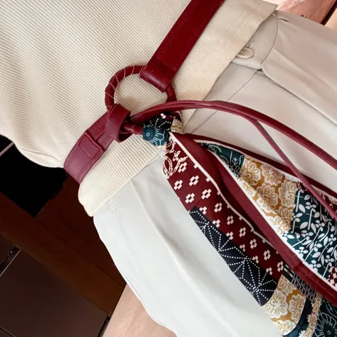 Womens Retro Leather Belt With Paisley Scarf Punk Style Decorative Waist Chain Multi Wear Belt For Jeans