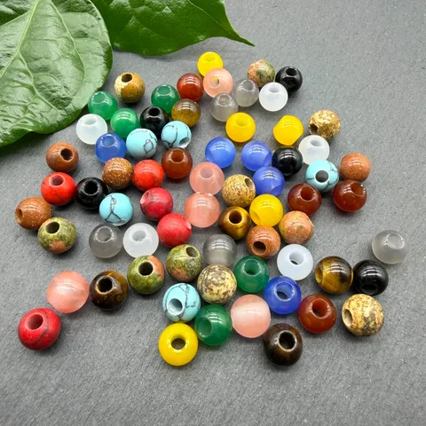 Perline Sfuse in Pietra Naturale Foro Grande Tonde Lisce Gemma Perle di Agata Per Creazione di Gioielli DIY Braccialetto