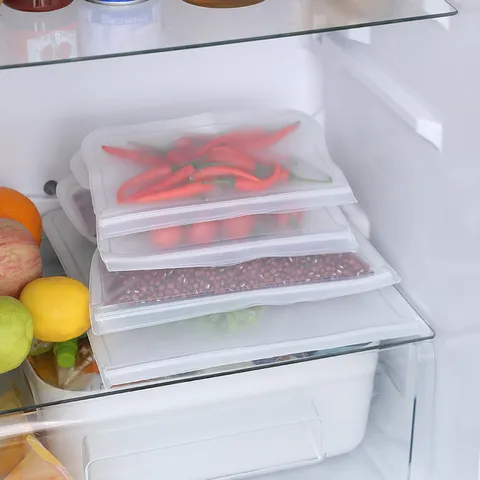 Wiederverwendbare PE Frischhaltebeutel Auslaufsicherer Ziplock Versiegelter Kühlschrank Gefrierbeutel Für Obst Gemüse Küche