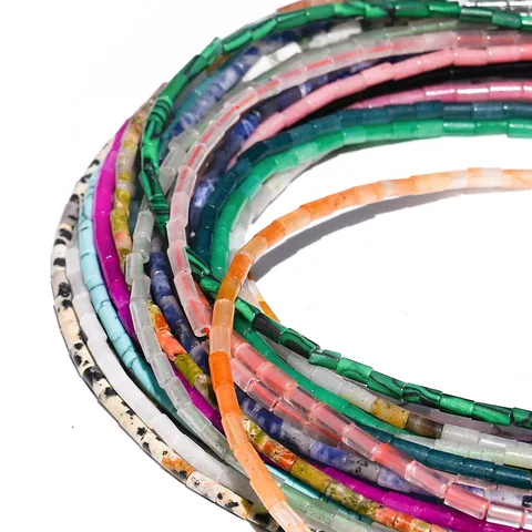 Perline a Tubo in Gemma di Cristallo Naturale Perline Sfuse Cilindriche Ttonde Accessori per la Creazione di Gioielli Fai da Te