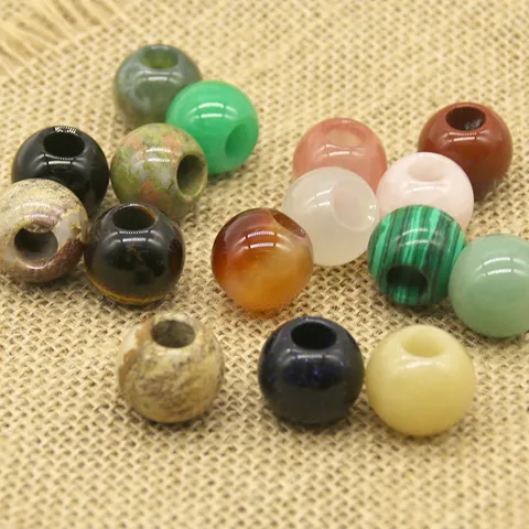 Pietra Naturale Cristallo Perline con Foro Grande DIY Perline Sfuse Perline Distanziatrici Per Forcina Bracciale Ciondolo Creazione Gioielli