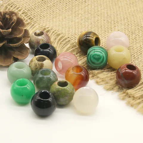 Pietra Naturale Cristallo Perline con Foro Grande DIY Perline Sfuse Perline Distanziatrici Per Forcina Bracciale Ciondolo Creazione Gioielli